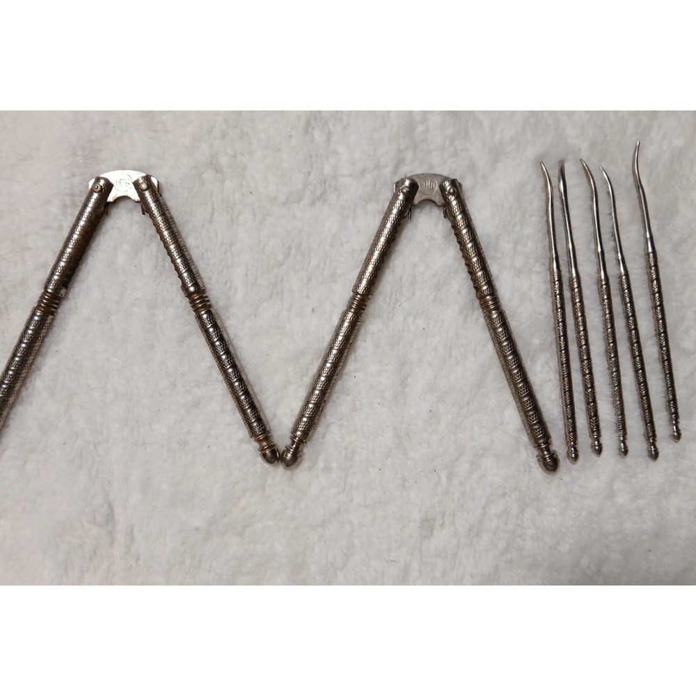 HMQ Vintage 2 Nutcracker with 5 Picks Silver Stainless Steel Seafood / Nuts USA